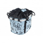 Košík na riadidlá Clip modrý s kvietkami